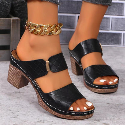 Women's Stylish Open-Toe Chunky Heel Sandals