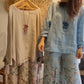 Women's Loose Fit Blouse & Floral Printed Wide-Leg Pants Set
