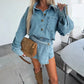 Women's Summer Denim Set Oversized Shirt & Skirt Shorts