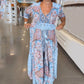 Women’s Elegant Floral Drawstring Long Dress