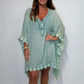 Women's V-Neck Solid Color Mini Dress