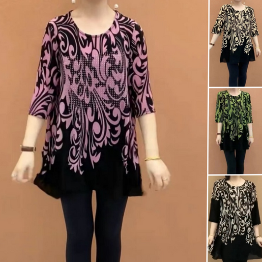 Women's Round Neck Printed Loose Top