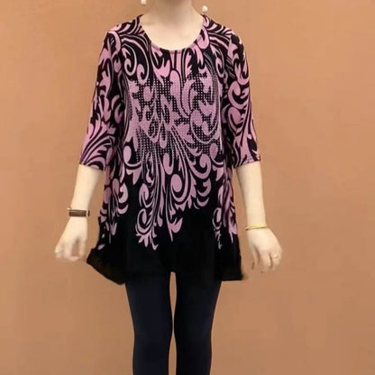Women's Round Neck Printed Loose Top