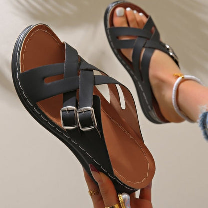 Women's Fashion Belt Buckle Thick Bottom Sandal Slippers