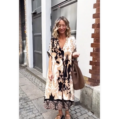 Women's Loose V-Neck Printed Dress