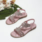 🔥Summer Hot Sale - Chic Floral Rhinestone Flat Sandals
