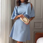 Women's Slit Sleeve Waisted Short Dress