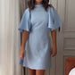 Women's Slit Sleeve Waisted Short Dress