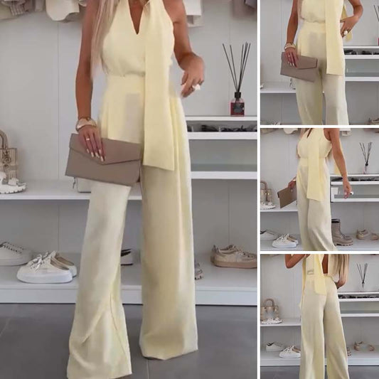Women's Sleeveless Wide-Leg Jumpsuit
