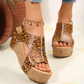 Women's Leopard Print Wedge Sandals