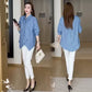 ⏳ Limited time 50% off! 💥Women's Striped Button Down Irregular Patchwork Casual Long Sleeve Shirt Top（The more you buy, the higher the discount）