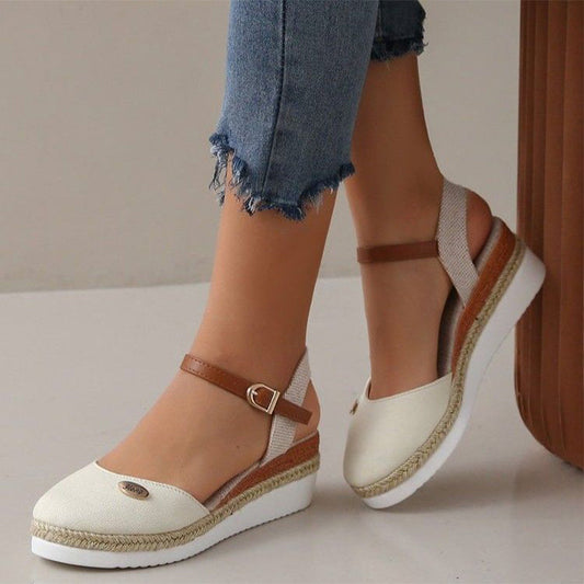 Women’s Closed-Toe Platform Wedge Buckle Sandals