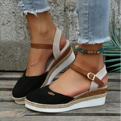 Women’s Closed-Toe Platform Wedge Buckle Sandals