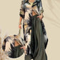 Elegant Two-Piece Lounge Set – Oversized Top & Wide-Leg Trousers