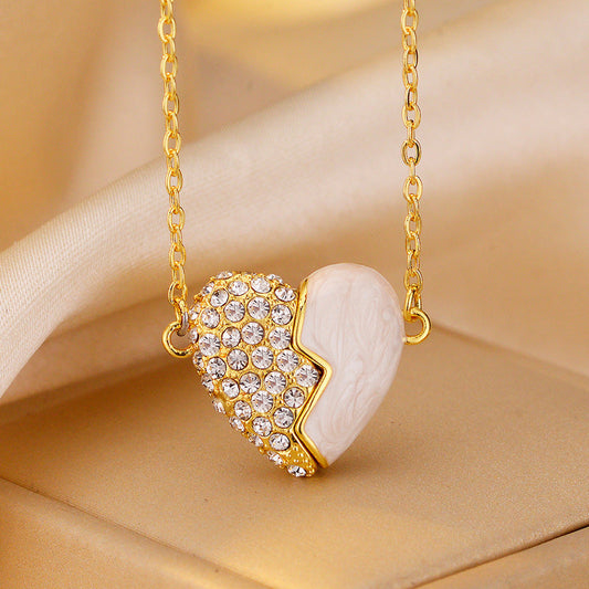 Premium Gold Diamond Magnetic Heart Necklace