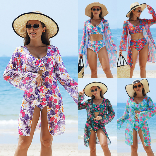 🏖️Summer Hot Sale 50% OFF🌼Women's Fashion Multicolor Printed Bikini Swimsuit 3 Piece Set