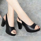 Peep-Toe Thick High Heel Sandals with buckle