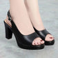 Peep-Toe Thick High Heel Sandals with buckle