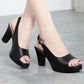 Peep-Toe Thick High Heel Sandals with buckle