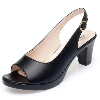 Peep-Toe Thick High Heel Sandals with buckle