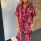 Women's Printed Button-Down Shirt & Pants 2-Piece Set
