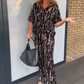 Women's Printed Button-Down Shirt & Pants 2-Piece Set