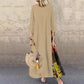 Women's Long Vintage Floral Print Round Neck Dress