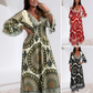 💖 NEW HOT SALE 💖Women's Lucky Print Maxi Dress【Elastic waist, suitable for all occasions】