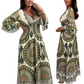 💖 NEW HOT SALE 💖Women's Lucky Print Maxi Dress【Elastic waist, suitable for all occasions】
