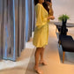 Solid Color V-Neck Backless Dress with Ruffle Waist