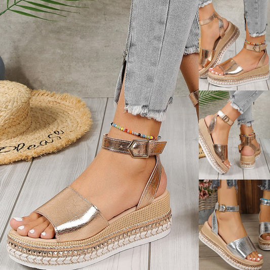 Glossy Thick Bottom Fish Mouth Sandals