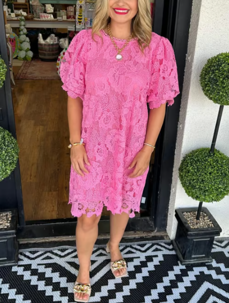 🎁Limited time 49% OFF⏳✨Women's Floral Lace Puff Sleeve Dress
