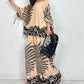 Women's Elegant Ethnic Style Printed Top Wide Leg Pants Set