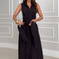 Women's Sleeveless Shirt Maxi Dress with Waist Tie