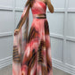 Women's Fluttering Chiffon Printed Diagonal Shoulder Dresses