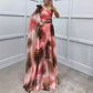 Women's Fluttering Chiffon Printed Diagonal Shoulder Dresses