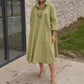 Women's Casual Solid Color Dress with Convenient Pockets
