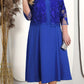 Women's Solid Color Dress with Lace Embroidered Jacket Set