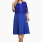 Women's Solid Color Dress with Lace Embroidered Jacket Set