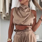Cropped Top & Wide Leg Pants 2-Piece Set