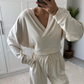 Women's Simple Fashion Hooded V-Neck Suit