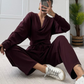 Women's Simple Fashion Hooded V-Neck Suit