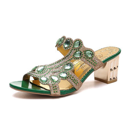 Women's Luxury Crystal-Embellished Open-Toe Sandals