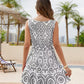 Women's Elegant Cutout Printed Floral Trim V-Neck Sleeveless Dress