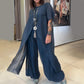 Boho Two-Piece Set – Flowy Top & Wide-Leg Pants