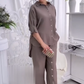 omen's Button-Down Shirt & Pants 2-Piece Set