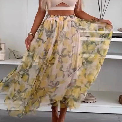 Women's Casual Printed Tulle Skirt
