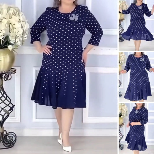 Women’s Polka Dot Fishtail Midi Dress