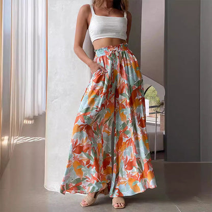 Casual Printed Wide Leg Pants