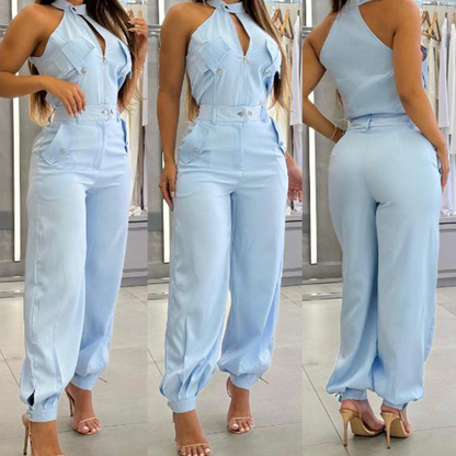 🌸Summer Sale -50% off🌸Women's Sleeveless Crop Top & High-Waist Pants Outfit